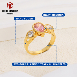 Обручальные кольца для женщин, кольца из нержавеющей стали 316L, позолоченные 18-каратным золотом, свадебные кольца, модные ювелирные кольца, кольца с кубическим цирконием - Product Image 5