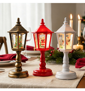 Vintage Christmas Water Swirl Glitter Lantern Battery Operated Table Lamp Holiday Decoration Present - Product Image 5
