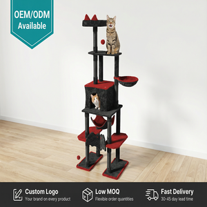 लक्जरी बिल्ली टॉवर बहु-स्तरीय सिसल खरोंच पोस्ट कोंडो घर के अंदर बड़ी बिल्लियों के लिए केटीन्स प्लग गतिविधि केंद्र - Product Image 6