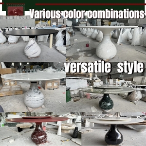 <span class=keywords><strong>Table</strong></span> à manger en marbre <span class=keywords><strong>de</strong></span> luxe GOLDKING, ronde, moderne, élégante, en pierre naturelle, pour cuisine, salle à manger, appartement, villa, hôtel - Product Image 2