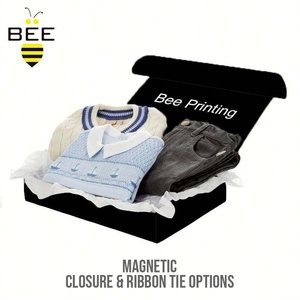กล่องกระดาษลูกฟูกบรรจุภัณฑ์เสื้อผ้าหรูหรา Bee Luxury Apparel แบบพับได้เคลือบด้าน ปั๊มฟอยล์สีโรสโกลด์ - Product Image 2