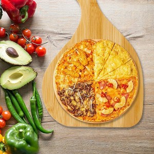Planche à pizza ronde en bambou, assiette à steak en bois massif pour servir les aliments, plaque de cuisson - Product Image 1