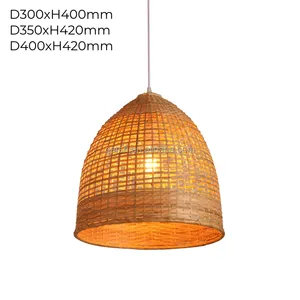 Плетеные подвесные лампы ручной работы, подвесной светильник из ротанга, лампа из бамбука