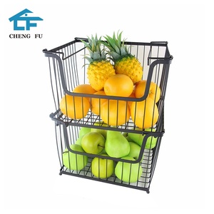 Hot bán nhà bếp thực phẩm bánh mì giỏ sắt kim loại Stackable trái cây lưu trữ Giỏ dây lưới baksets - Product Image 2
