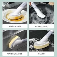 Brosse à vaisselle écologique Distributeur de savon Style raclette Manche en plastique 4 têtes de brosse de rechange Nettoyage multi-usage