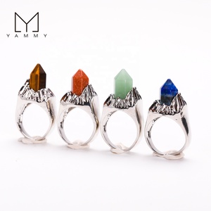 Bague Minérale en Argent Réglable Bijoux en Cristal Naturel Quartz Point Pierre Gemme Bague en Pierre Précieuse - Product Image 6