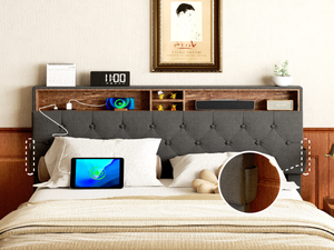 Ensemble <span class=keywords><strong>de</strong></span> <span class=keywords><strong>lit</strong></span> multifonctionnel intelligent à hauteur réglable en bois <span class=keywords><strong>de</strong></span> chêne massif avec port <span class=keywords><strong>de</strong></span> charge USB et tête <span class=keywords><strong>de</strong></span> <span class=keywords><strong>lit</strong></span> éclairée - Product Image 3