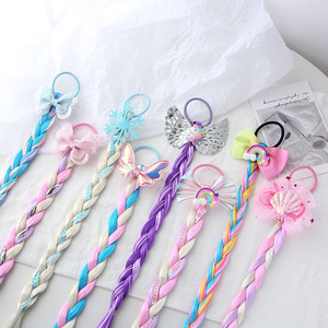 Perruque tressée Cosplay sirène <span class=keywords><strong>princesse</strong></span>, accessoires pour <span class=keywords><strong>cheveux</strong></span> avec paillettes, bandeau avec Clips <span class=keywords><strong>longs</strong></span>, Extension arc-en-ciel pour enfants, nouvelle collection - Product Image 4