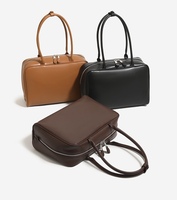 Sac fourre-tout Boston en cuir d'agneau style Haute Couture pour femmes, minimaliste, avec fermeture éclair, trois poignées/bandoulières, tendance