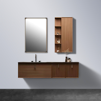 Meuble de salle de bain mural de 30 pouces avec tiroirs à surface cannelée, design de rangement direct et écologique, étanche