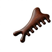 Peigne de massage ergonomique 4-en-1 en bois de santal, outil Gua Sha pour le cuir chevelu et le visage, masseur corporel à dents larges pour la relaxation et les soins capillaires naturels