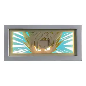 Japón Anime Demon Slayer papel tallado luz chico regalo de cumpleaños para decoración de dormitorio figura de acción lámparas de mesa juguetes de iluminación