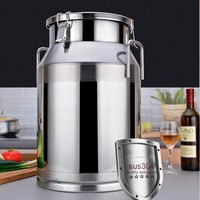Seau à lait classique durable avec couvercles hermétiques, réservoir de stockage de liquides en acier inoxydable 304 pour le transport du lait