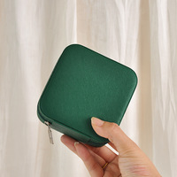 Mini boîte de rangement de bijoux de couleur unie carrée étanche Portable vente chaude boîte de rangement à fermeture éclair avec couvercle