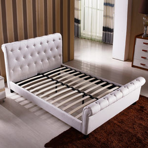 Hot <strong>Sale</strong> Modern Home Furniture Hotel <strong>Bed</strong> Luxury Big <strong>Sleigh</strong> Faux Leather King <strong>Bed</strong> - Product Image 1