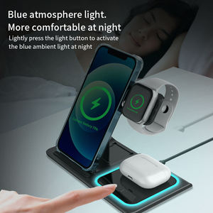 Organisateur <span class=keywords><strong>de</strong></span> bureau pour ordinateur portable avec chargeur sans fil 3 en 1 pour iPhone 15 14 13 Pro Max Watch, <span class=keywords><strong>charge</strong></span> rapide 15W, support <span class=keywords><strong>de</strong></span> téléphone - Product Image 3