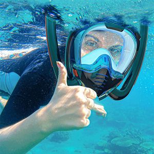 Masque facial complet de plongée sous-marine écologiques, pour adultes, à montage Double Tubes, Go Pro - Product Image 2