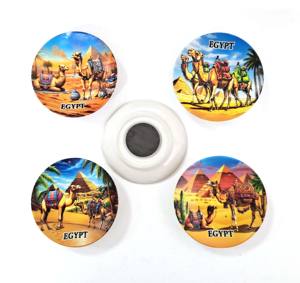 Plato de Cerámica Personalizado con Diseño de Camello, Pirámide y Faraón de <span class=keywords><strong>Egipto</strong></span>, Estilo Art Deco, Forma Personalizada, Recuerdo Hecho a Mano, Imán para Refrigerador - Product Image 4