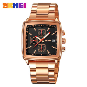 Skmei Square Men's Quartz Watch 30M Waterproof Chronograph Luminous Date Stainless Steel Bracelet - Product Image 1