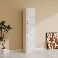 Armario Metálico Industrial de Acero 1850x380x450mm Moderno Ecológico Duradero Independiente para Villa con 2-5 Puertas y Barra Interior para Colgar