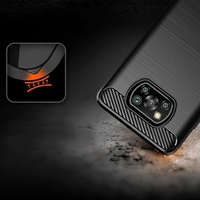 Pour Xiaomi Poco X3 NFC Étui en TPU à texture brossée en fibre de carbone