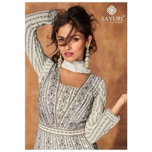 Readymade Georgette Anarkali Gown & Dupatta Set avec broderie à paillettes Work Full Stitching Party Outfit pour femme - Product Image 6