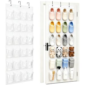 Over The Door Shoe Organizer 24 Pockets Crystal Clear Hanging <b>Storage</b> <b>Rack</b> For Shoes And Accessories - Product Image 1