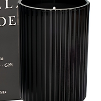 Bougie d'aromathérapie en verre côtelé noir 180g, 8 parfums, cire noire, coffret cadeau, vente en gros, fournisseur OEM ODM, marque privée
