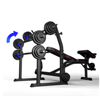 Banc de musculation multifonctionnel pliable pour la maison, avec support de squat et ensemble d'haltères pour hommes