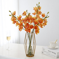 Vente en gros Nouvelle Composition Florale d'Orchidées en Soie Artificielle Haute Simulation, Longue Branche, Orchidée Phalaenopsis Artificielle