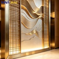 Diviseurs de pièce personnalisés en acier inoxydable avec motif de montagne découpé au laser et rétroéclairage pour la décoration intérieure d'hôtel, de club ou de villa