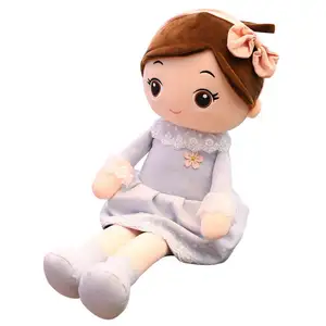 新しい卸売かわいいぬいぐるみぬいぐるみソフトレッドドレス赤ちゃん女の子人形ラグ手作りソフトぬいぐるみ女の子のおもちゃ