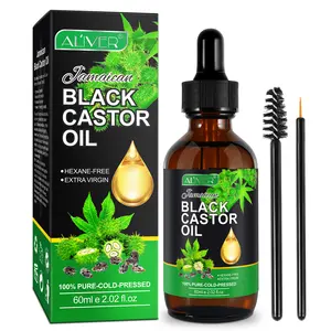 ALIVER vendita calda Jamaican olio di ricino nero etichetta privata 60ml 100% naturale puro olio di ricino spremuto a freddo oli da massaggio per il corpo