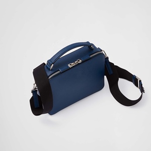 Sac à main en cuir Saffiano avec Logo personnalisé pour <span class=keywords><strong>homme</strong></span>, <span class=keywords><strong>sacoche</strong></span> à bandoulière avec fermeture éclair, <span class=keywords><strong>bleu</strong></span> <span class=keywords><strong>marine</strong></span> - Product Image 1