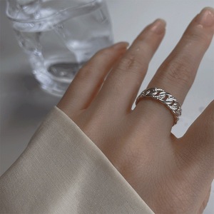 S925 Sterling Silver Chain Twisted <b>Open</b> <b>Ring</b> For Women Everyday Wear Fine Jewelry - Product Image 3