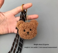 Porte-clés en peluche mignon petit ours, tendance, avec cordon, pendentif de sac, accessoires de mode pour femmes, vente en gros