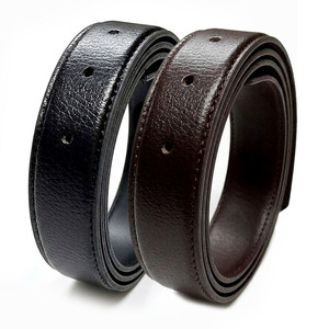 Sangle de ceinture de remplacement en cuir de vachette véritable classique à 5 trous de 33 mm, fabrication coréenne, 110 cm, sans boucle, compatible avec plusieurs boucles, logo personnalisé - Product Image 1