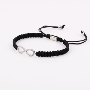 Bracelet en macramé personnalisé avec charme infini pavé de zircons cubiques au design classique, tressé, JBS12540 - Product Image 3
