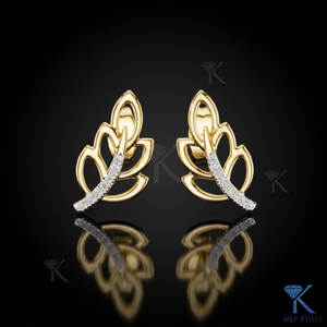 ต่างหูเพชร CVD แบบปลูกในห้องปฏิบัติการ รูปใบไม้ลายเถาวัลย์ ทองคำแท้ 14K ดีไซน์หรูหรา เรียบง่าย สำหรับผู้หญิง - Product Image 2