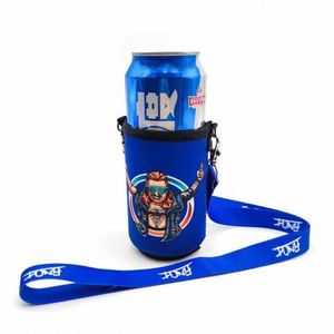 Custom Personalized Logo Polyester Heat Transfer Printed Adjustable Length Wine Beer Water Bottle Cup Holder Neck Strap Lanyard