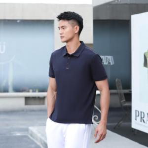 เสื้อกอล์ฟผู้ชาย/ผู้หญิง แขนสั้น กระดุมหน้า สีพื้น ผ้าถักคุณภาพสูง ไนลอน โพลีเอสเตอร์ สแปนเด็กซ์ ไม่เป็นขุย - Product Image 1