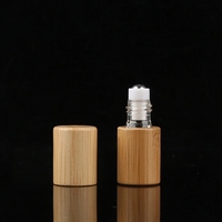 Flacon roll-on en verre vide de 5 ml pour parfum et huiles essentielles, en bambou, avec bille en acier inoxydable – Design unique