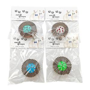 Mainan bola cakar kucing interaktif, jalur kertas bergelombang tahan lama + bola bel bel bel, ramah cakar, tahan gigitan - Product Image 2