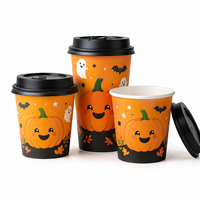 Gobelet en papier jetable pour boissons froides, personnalisé avec logo, pour fête d'Halloween, gobelet en papier commercial pour café