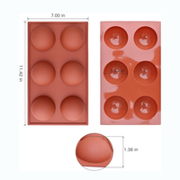 Moule à gâteau en silicone résistant à la chaleur Onequan, écologique, antiadhésif, sûr, 6 trous, demi-sphère, couleur personnalisée, moule à pâtisserie