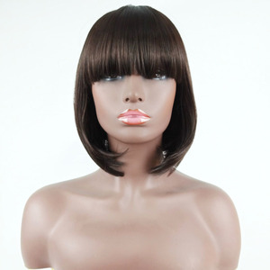 Peluca Corta Lisa Estilo Bob - Nueva Llegada para Mujer, Peluca Sintética de Aspecto Natural con Ondas Suaves, Encaje Transparente Ajustable - Product Image 1