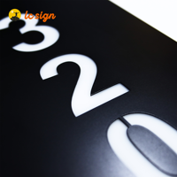 Plaque de Numéro de Maison LED Latérale Personnalisée en Métal Noir, Boîte à Lumière Étanche pour Extérieur, Panneau d'Adresse pour Appartement et Villa