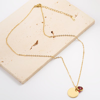 CLARMER Vente flash Nouveau collier de style euro-américain Anniversaire Collier en acier inoxydable Pendentif floral avec breloque de pierre de naissance pour femmes