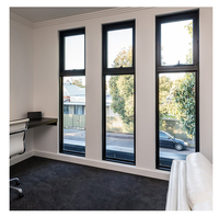 Ventana abatible fija de aluminio, ventanas de vidrio de doble acristalamiento y toldo de puerta, ventanas de madera con mosquitera de acero inoxidable
