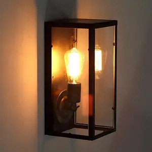 Американский Стиль Железный стеклянный настенный светильник Промышленный стиль ретро Ностальгический черный бар декоративный светодиодный светильник